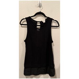 J.CREW Drapey Sleeveless Silky Hem Keyhole Back Black Tunic Tank Top